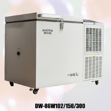 超低温冰箱-86℃，DW-86W102，卧式；有效容积：102升；外形尺寸(宽深高）：1110x800x890mm；内部尺寸(宽深高）：450x430x530mm，AUCMA，澳柯玛