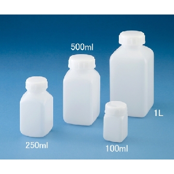 HDPE瓶(方形・广口) ，1030-03，容量(ml):500，口内径×筒寸×全高(mm):φ42.0×71.5×154.0，10-3003-55，AS ONE，亚速旺