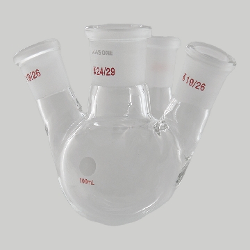 四口烧瓶(斜口) 100ml 19×19×19×19，CC-6639-01，AS ONE，亚速旺