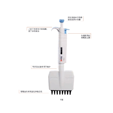MicroPettePlus8道可调移液器,整支消毒,0.5-10ul,7010303004