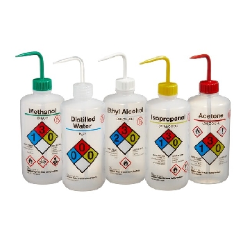 易认安全洗瓶，LDPE，白色LDPE或PPCO瓶体；PP或HDPE盖；PPCO填充管，500ml容量，分类瓶，20/箱，2425-0500，Nalgene，Thermofisher，赛默飞世尔
