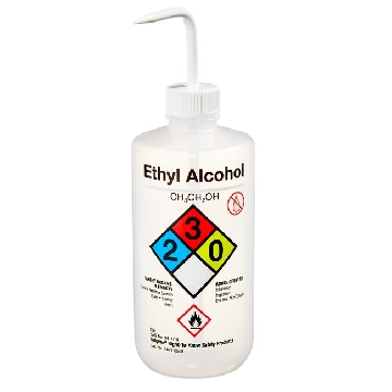 易认安全洗瓶，LDPE，白色LDPE或PPCO瓶体；PP或HDPE盖；PPCO填充管，500ml容量，普通酒精，白色瓶盖，24/箱，2425-0502，Nalgene，Thermofisher，赛默飞世尔