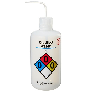 易认安全洗瓶，LDPE，白色LDPE或PPCO瓶体；PP或HDPE盖；PPCO填充管，1000ml容量，蒸馏水，天然瓶盖，12/箱，2425-1005，Nalgene，Thermofisher，赛默飞世尔