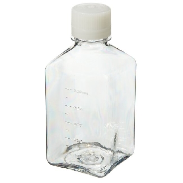 无菌，PETG 方形有刻度培养基瓶，带盖，聚对苯二酸乙二醇酯共聚物，天然高密度聚乙烯盖，500毫升容量，每箱48，48/箱，342020-9500，Nalgene，Thermofisher，赛默飞世尔