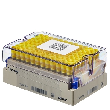 Matrix 1.0 mL 2D，聚丙烯，V形底螺旋盖冻存管带黄色盖，无菌，冻存盒带2D编码，480/箱，3741YEL-BR，Thermofisher，赛默飞世尔