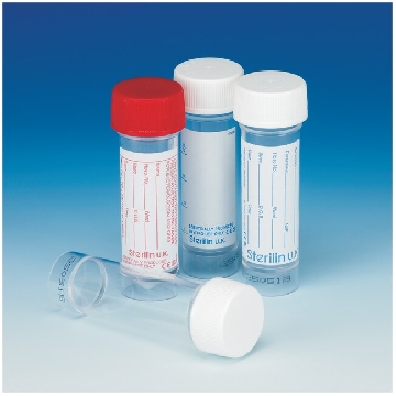 Sterilin™ 30mL快开式通用容器，聚丙烯盖，聚苯乙烯材质，含硼酸，印刷标签，无菌，400/箱，128BBAC，Thermofisher，赛默飞世尔