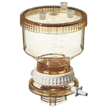 可重复用的瓶顶过滤器，适合瓶颈尺寸为45mm的玻璃培养基瓶，上室容量500ml