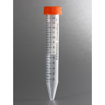离心管，15ml，锥形底，平底盖，PP（聚丙烯）材质，灭菌（cf 430052），50个/包/10包/箱，TUBE,CENT,15ML,FT,PP,S,25SLV/500，型号430791，Corning，康宁