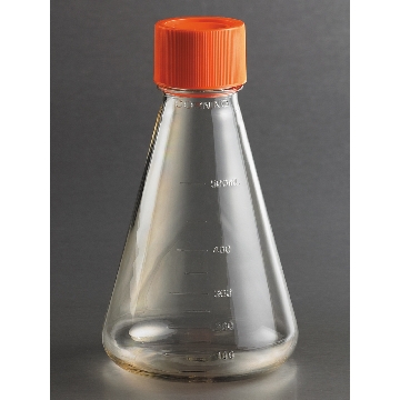 聚碳酸酯PC三角培养瓶，500ml 43mm颈瓶直径，密封盖，单独包装，1个/包/25包/箱，FLASK,ERLEN,500ML,43MM,FLAT CAP,PC,S,IND,1/25，型号430422，Corning，康宁