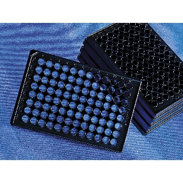 96孔板，黑色，透明平底，非结合表面，未灭菌，25个/包/4包/箱，PLT,96WL,FLUOROSCENCE,BCB,NON-BINDING, NS,BK,25/100，型号3651，Corning，康宁