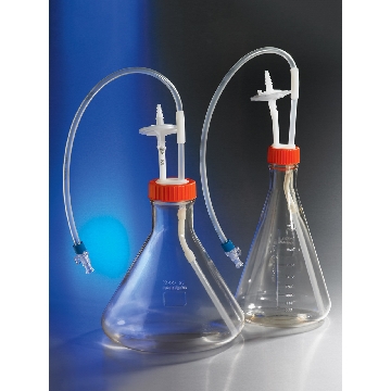 锥形瓶，3L Polycarbonate Erlenmeyer (Fernbach Design) Flask with 1/4" Dip Tube, 0.2μm Vent, MPC Male Disconnect, Sterile，型号431520，Corning，康宁