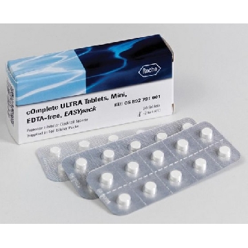 不含EDTA的 cOmplete™ ULTRA Mini 片剂，EASYpack 蛋白酶抑制剂混合物，30TABLETS，5892791001，Roche